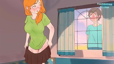 Steve spies on Alex taking off her mini-skirt (he saw her naked pussy) Minecraft manga porn animation Parody ! 2025